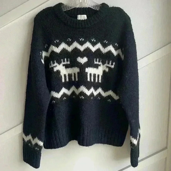 H&M Alpaca Wool Blend Jacquard-Knit Sweater  Black
Cream White Small - Picture 7 of 11